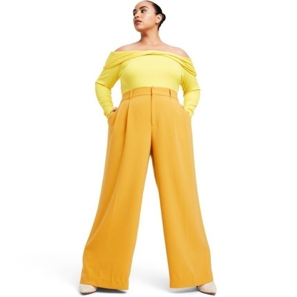 Sergio Hudson x Target Yellow High-Waist Wide Leg Tailored Trousers - Size XS - Picture 4 of 16